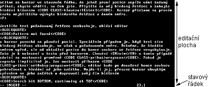 Obrazovka programu vim